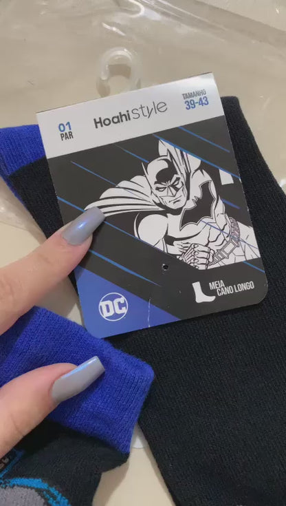 MEIA CANO LONGO ALGODÃO PERSONAGEM BATMAN